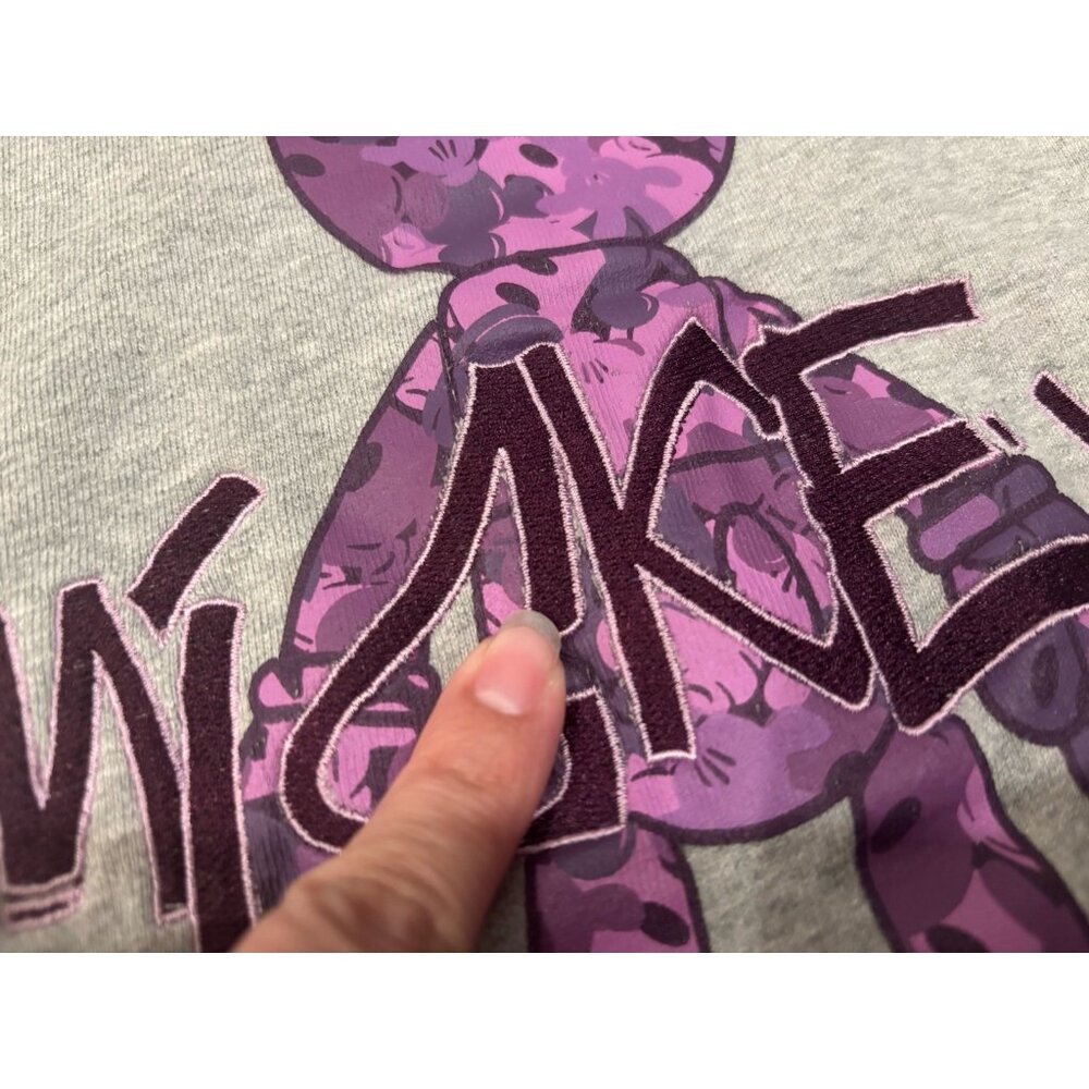 Disneyland Hong Kong Purple Mickey Mouse Gray Hoodie Pullover Size XS Women’s - Picture 3 of 12